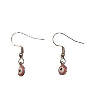Handcrafted Evil Eye Earrings (pink)